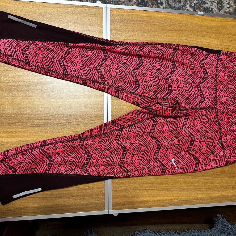 Nike Pink and Maroon Patterned Leggings